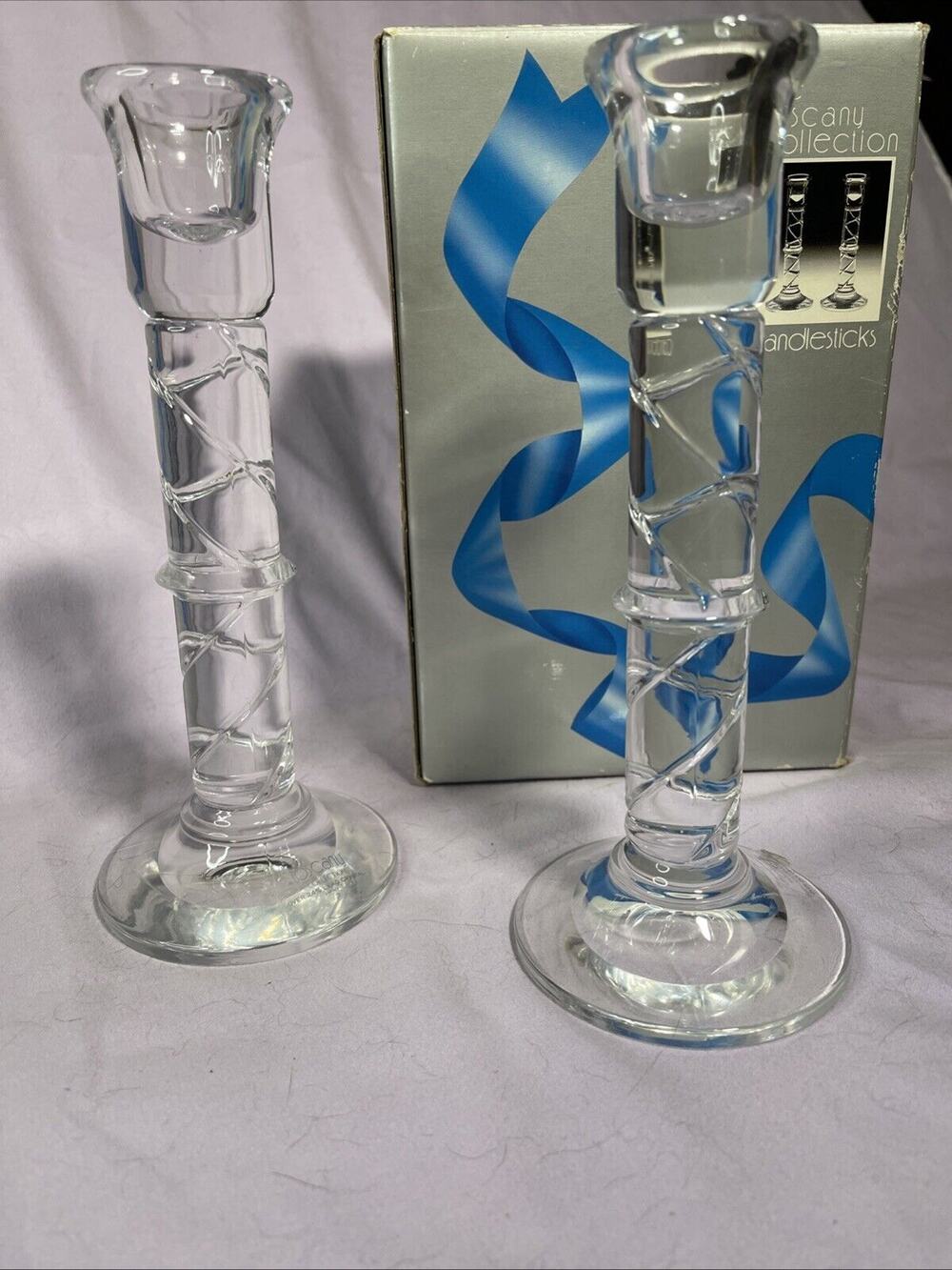 Vintage Pair of Toscany 24% Lead Crystal Candle Holder Excellent Condition